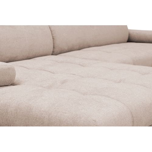Canapé d'angle convertible méridienne gauche et 1 coffre VEGAS tissu beige vue détaillée