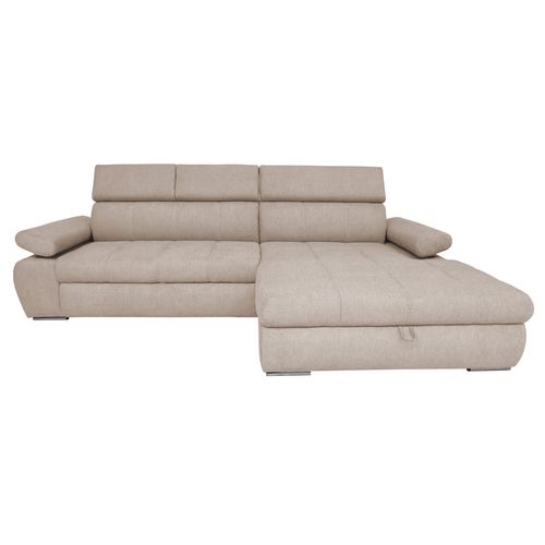 Canapé d'angle convertible méridienne droite VEGAS tissu beige
