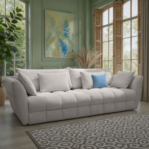 Canapé fixe 4 places CAPSIO coloris blanc cassé