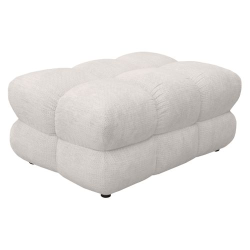 Pouf CAPSIO tissu blanc cassé vue 3/4