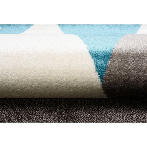 TAPISO Pinky Tapis De Chambre Enfant Bébé Moderne Bleu Gris Noir Geometrique Trefle Jeu 80 X 150 Cm 85324462