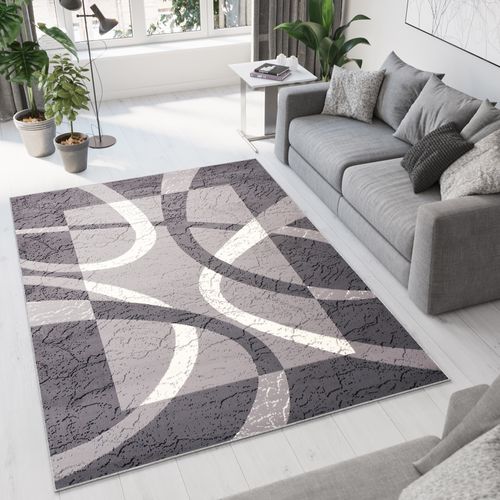 Tapis Salon Rectangle Gris Crème Abstrait Poil Court Dream 180x250