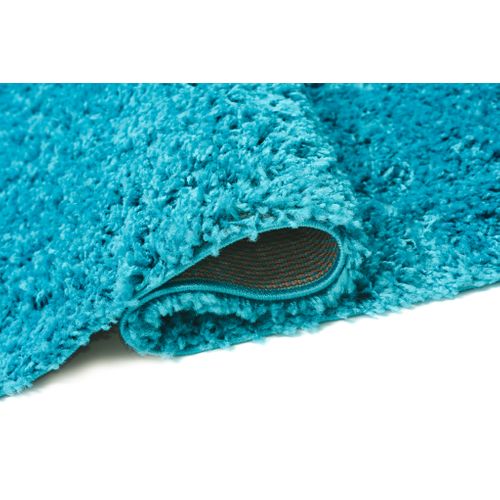 Tapis Salon Turquoise Unicolore Poil Long Shaggy Moelleux 140 X 200 Cm