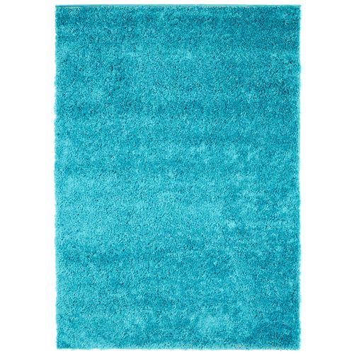 Tapis Salon Turquoise Unicolore Poil Long Shaggy Moelleux 140 X 200 Cm