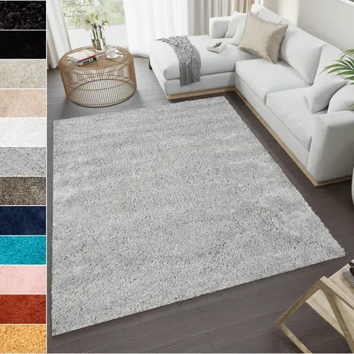 Tapis Salon Gris Unicolore Moelleux Poil Long Shaggy 200 X 300 Cm