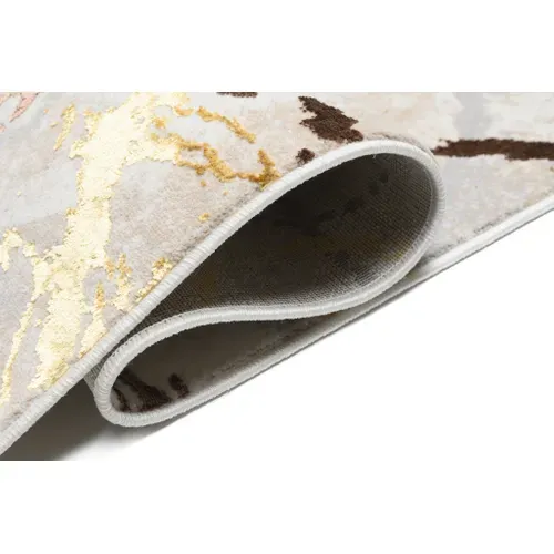 Tapis Salon Marron Or Beige Crème Abstrait Doux 120 X 170 Cm