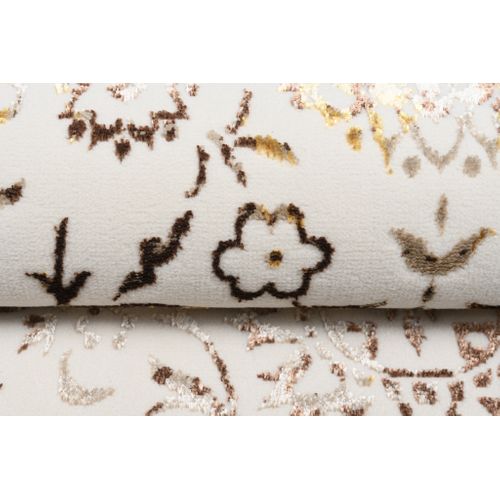 Tapis Salon Vintage Crème Or Marron Beige Floral Doux 200 X 300 Cm