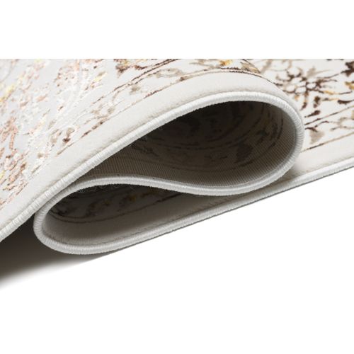 Tapis Salon Vintage Crème Or Marron Beige Floral Doux 200 X 300 Cm