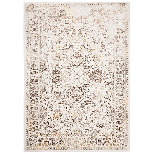 Tapis Salon Vintage Crème Or Marron Beige Floral Doux 200 X 300 Cm