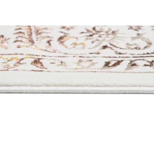 Tapis Salon Vintage Crème Or Marron Beige Floral Doux 200 X 300 Cm