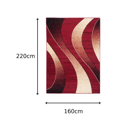 Tapis De Salon Moderne Rouge Beige Vagues Fin Dream 160x220