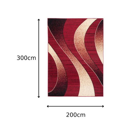 Tapis De Salon Moderne Rouge Beige Vagues Fin Dream 200x300