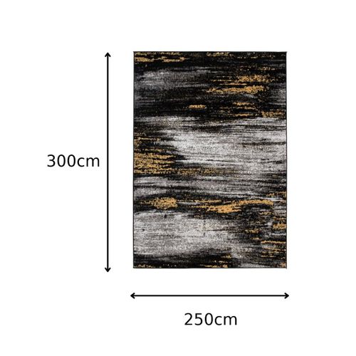 Tapis De Salon Moderne Gris Noir Jaune Taches Fin Maya 250x300