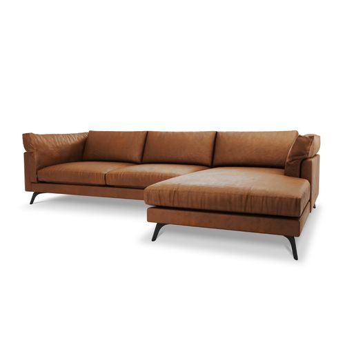 Canapé d'angle en cuir PU marron 4 places ABERDEEN | Leroy Merlin