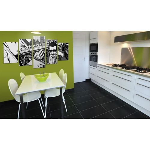 Tableau Sur Verre Trempé Tulup 100x50 Cm - New York Jazz, Style Moderne Rouge
