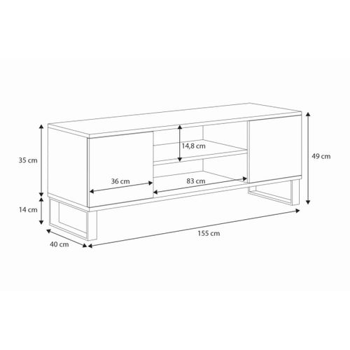 Meuble TV Focus 135 Cm Au Design Loft Moderne Et Fonctionnel