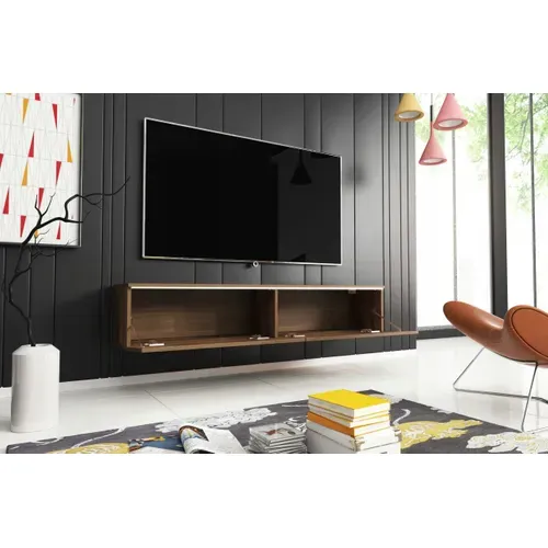 Meuble TV 140 Cm LED 2 Portes Chêne Wotan Suspendu Ou Posé