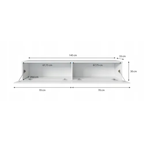Meuble TV 140 Cm LED 2 Portes Chêne Wotan Suspendu Ou Posé