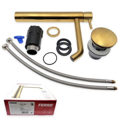 Ciriculus XL Robinet Mitigeur Haut Or Brossé + Bonde