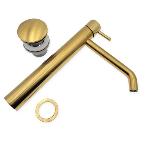 Ciriculus XL Robinet Mitigeur Haut Or Brossé + Bonde