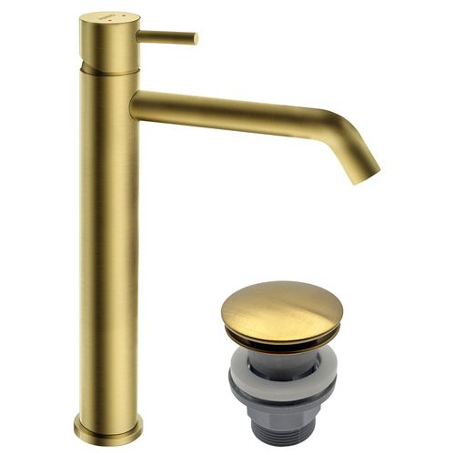 Ciriculus XL Robinet Mitigeur Haut Or Brossé + Bonde