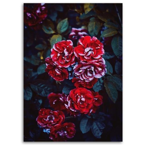 Tableau Bois Rose Fleurs Sur Une Branche 40 X 50 Cm Rouge