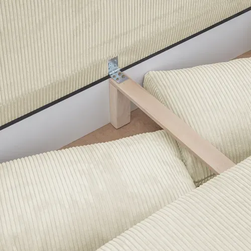 Canapé Convertible 3 Places Avec Coffre En Velours Côtelé Beige - Laria