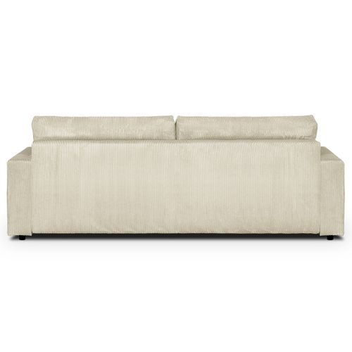 Canapé Convertible 3 Places En Velours Côtelé Beige - Collection Robin
