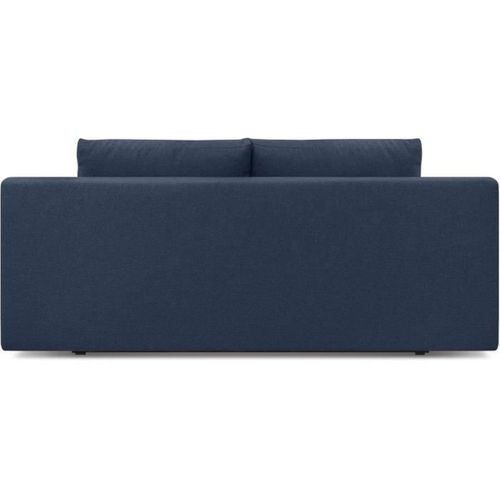 Banquette Convertible 3 Places - Tissu Bleu Foncé - Coffre De Rangement - L 192 X H 84 X P 93 Cm