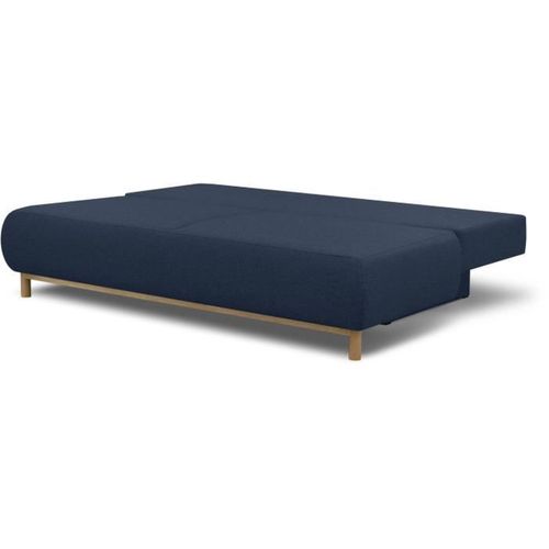 Banquette Convertible 3 Places - Tissu Bleu Foncé - Coffre De Rangement - L 192 X H 84 X P 93 Cm