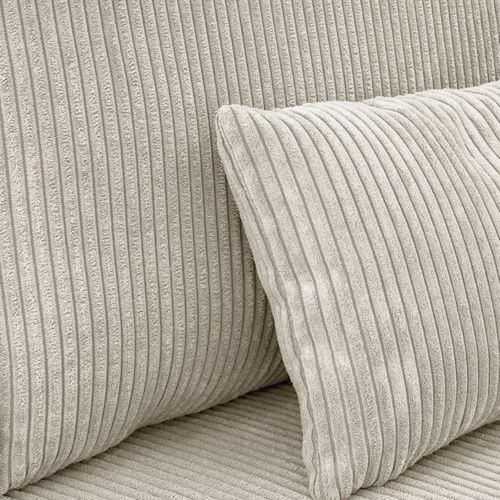 Canapé Convertible 3 Places Avec Coffre De Rangement En Velours Côtelé Beige - Milla