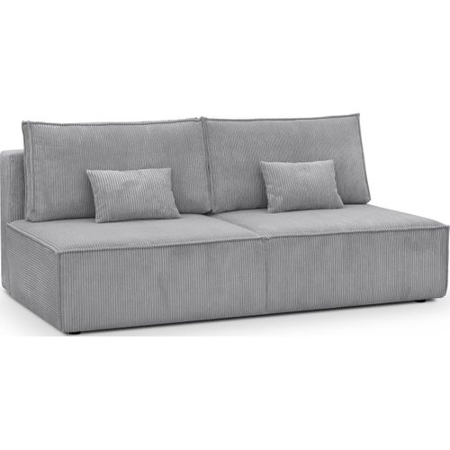 Canapé Convertible 3 Places Avec Coffre De Rangement En Velours Côtelé Gris Clair - Milla