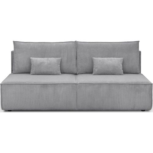 Canapé Convertible 3 Places Avec Coffre De Rangement En Velours Côtelé Gris Clair - Milla