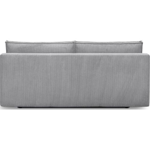 Canapé Convertible 3 Places Avec Coffre De Rangement En Velours Côtelé Gris Clair - Milla