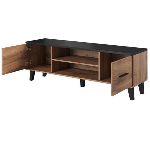 Meuble TV Style Chêne Et Noir Mat 160cm Colin