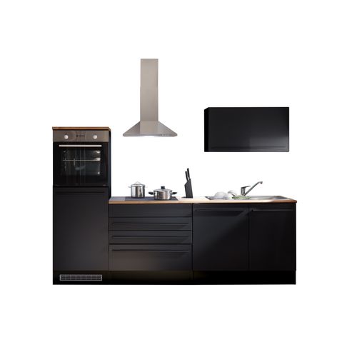 Ensemble cuisine - L.260 cm JAZZ imitation chêne et noir