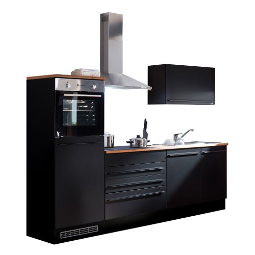 Ensemble cuisine - L.260 cm JAZZ imitation chêne et noir