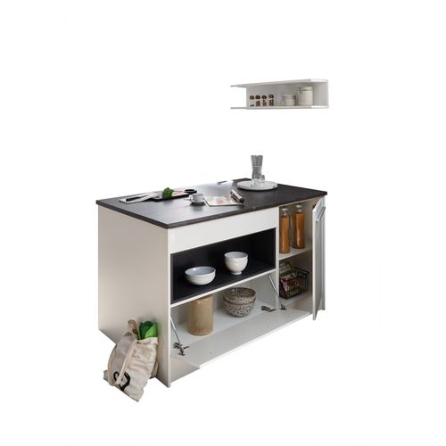 Ilot central JAZZ blanc béton