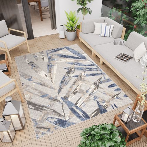 Tapis Intérieur Extérieur Terrasse Cuisine Bleu Beige Gris Résistant Sisal Patio 140x200