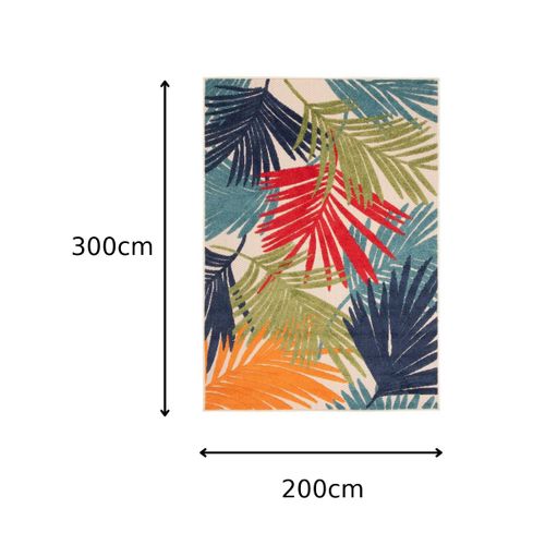 Tapis Intérieur Extérieur Bleu Vert Rouge Orange Feuilles Résistant Sisal Patio 200x300