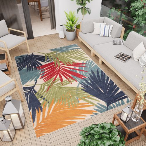 Tapis Intérieur Extérieur Bleu Vert Rouge Orange Feuilles Résistant Sisal Patio 200x300