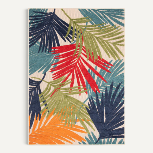 Tapis Intérieur Extérieur Bleu Vert Rouge Orange Feuilles Résistant Sisal Patio 200x300