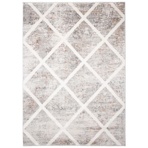 Tapis Salon Crème Beige Gris Géométrique 200x300 Valley