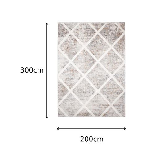 Tapis Salon Crème Beige Gris Géométrique 200x300 Valley