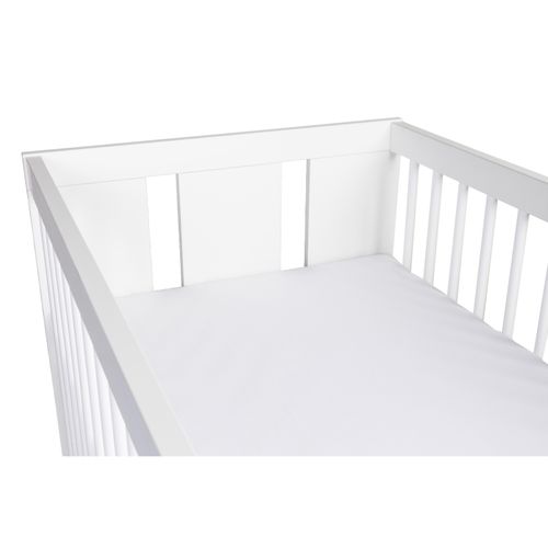 Lit Bébé KMbaby Tany 120x60 Cm - Bois Pin Laqué Blanc - Matelas Inclus - 3 Hauteurs Réglables