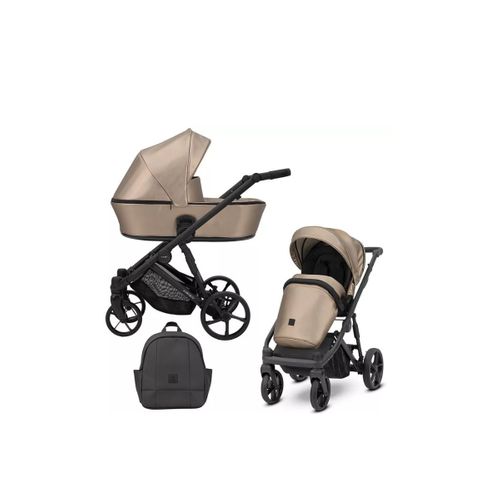 Poussette Arizo 13 Cappuccino Écologique Avec Cadre Noir - Confort Et Style