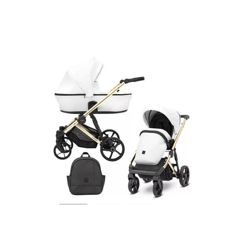 Poussette Arizo Premium 12 White Eco Avec Cadre Doré - Élégance Et Confort