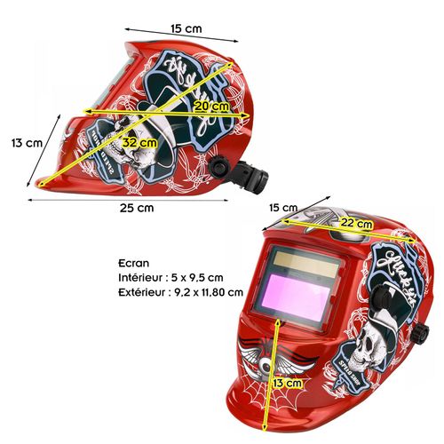 Masque De Soudure Professionnel Auto-obscurcissant échelon 9/13 Din Rouge Lucky's Speed Shop