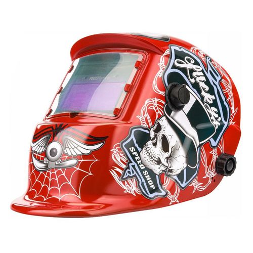 Masque De Soudure Professionnel Auto-obscurcissant échelon 9/13 Din Rouge Lucky's Speed Shop