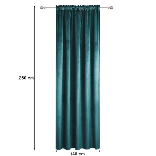 Rideau Occultant En Velours À Galon Fronceur Turquoise 140x250 Cm